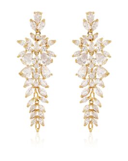 chic long leaves gold earrings