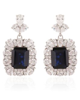 classy rectangle blue zircon earrings