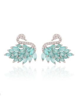 earring swan 2tone zc silver-turquoise